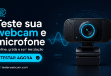 Teste de webcam online mostrando a imagem e o status da câmera no navegador